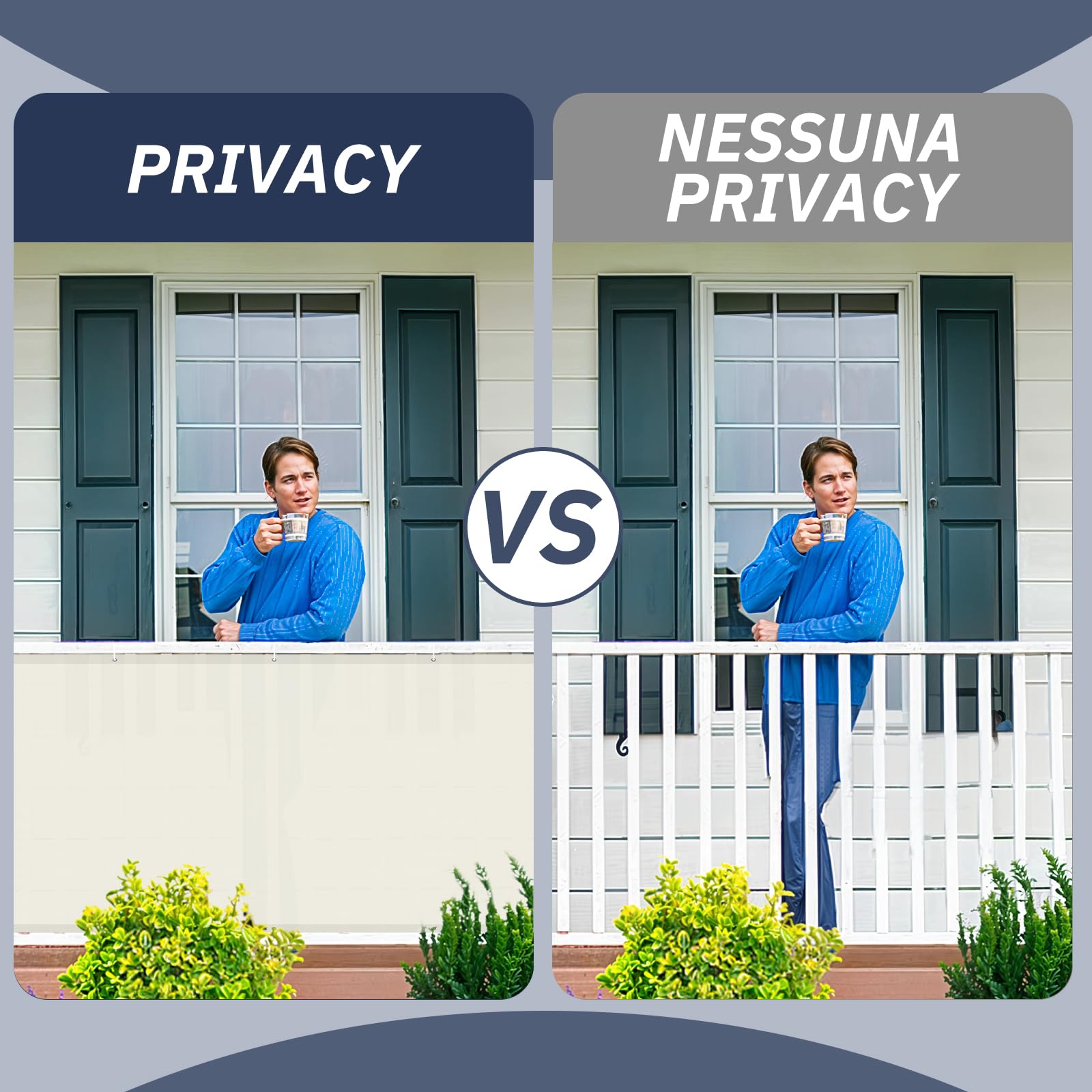 HENG FENG Frangivista per Balcone 0.8x3m, 160g/㎡ PES Telo Balcone ringhiera,Protezione Privacy, Anti-UV, Impermeabile,Resistente al Vento, con Cinghie, Crema