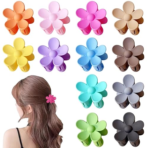 Qckarobe Pinzas pequeñas para el pelo de flores para mujeres y niñas, 12 pinzas para el pelo de flores bonitas para mujeres, cabello delgado y