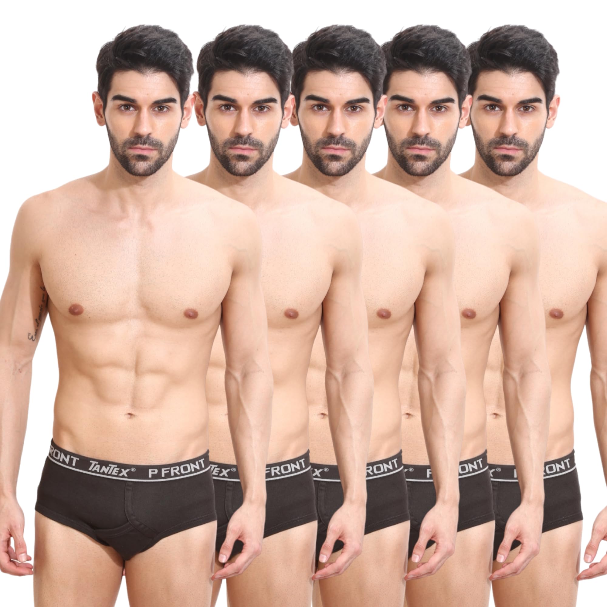 P Front Men's Super Combed Cotton Solid Brief with Ultrasoft Waistband,Steel Grey_3XL Pack of 5-image-48