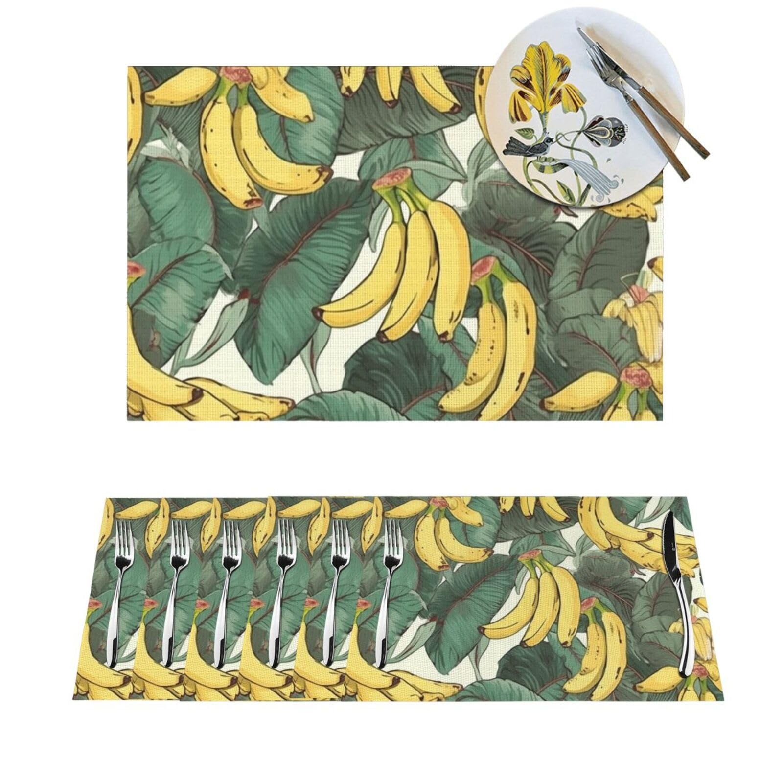 Set de table en PVC lot de 4 design bananes 30x45 cm imperméable pour vos repas de famille