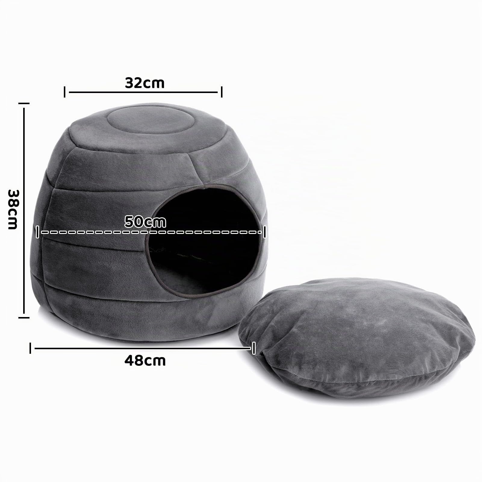 Hollypet Lit pliable 2 en 1 pour chat et petit chien, chaud et doux en velours de corail, gris foncé, L