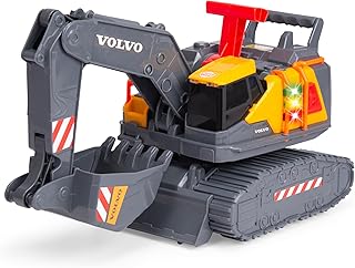 Dickie Toys - Volvo Bagger Power Excavator (30 cm) – zabawkowa koparka łopatkowa dla dzieci od 3 lat z wolnym biegiem, sterowaniem dźwignią, światłem i dźwiękiem, nadaje się jako zabawka do piasku, w