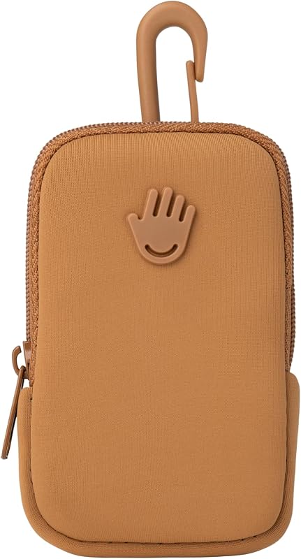 Necessaire Touchland Touchette Caramel com zíper e mosquetão para frasco de 30 mL