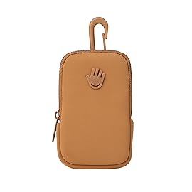 Touchette Zippered Pouch, Attachable Fashion Accessory with Snap Hook for Touchland Hand Sanitizer 1FL OZ., Caramel