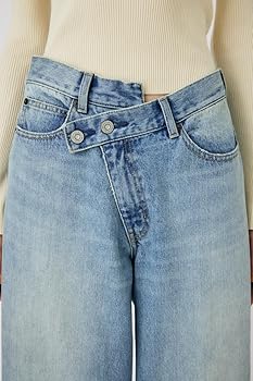 Amazon | [マウジー] デニムパンツ CROSS WAIST WIDE STRAIGHT