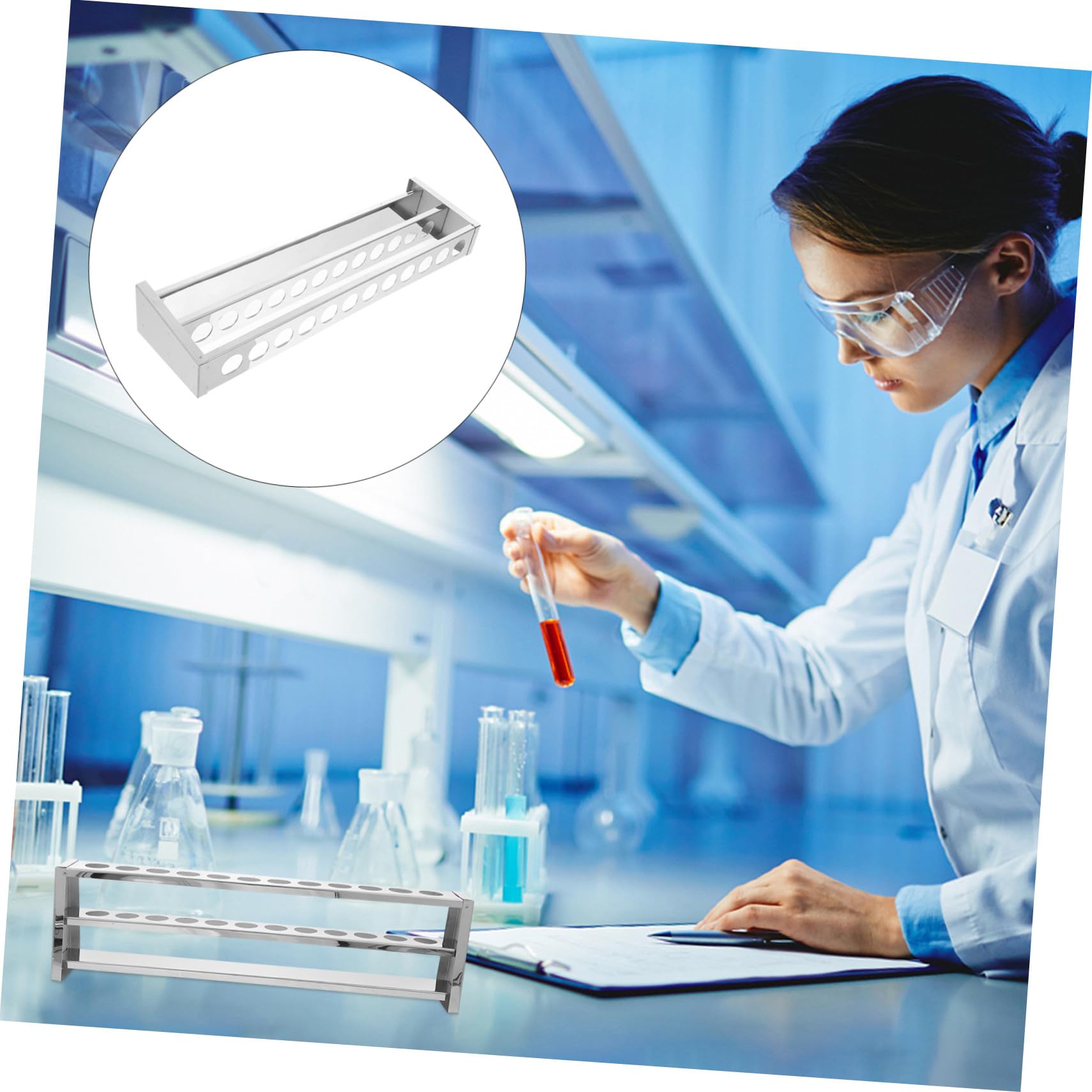 Alipis Gradilla Para Tubos De Ensayo Acero Inoxidable Soporte Para Tubos De Ensayo Para Laboratorio