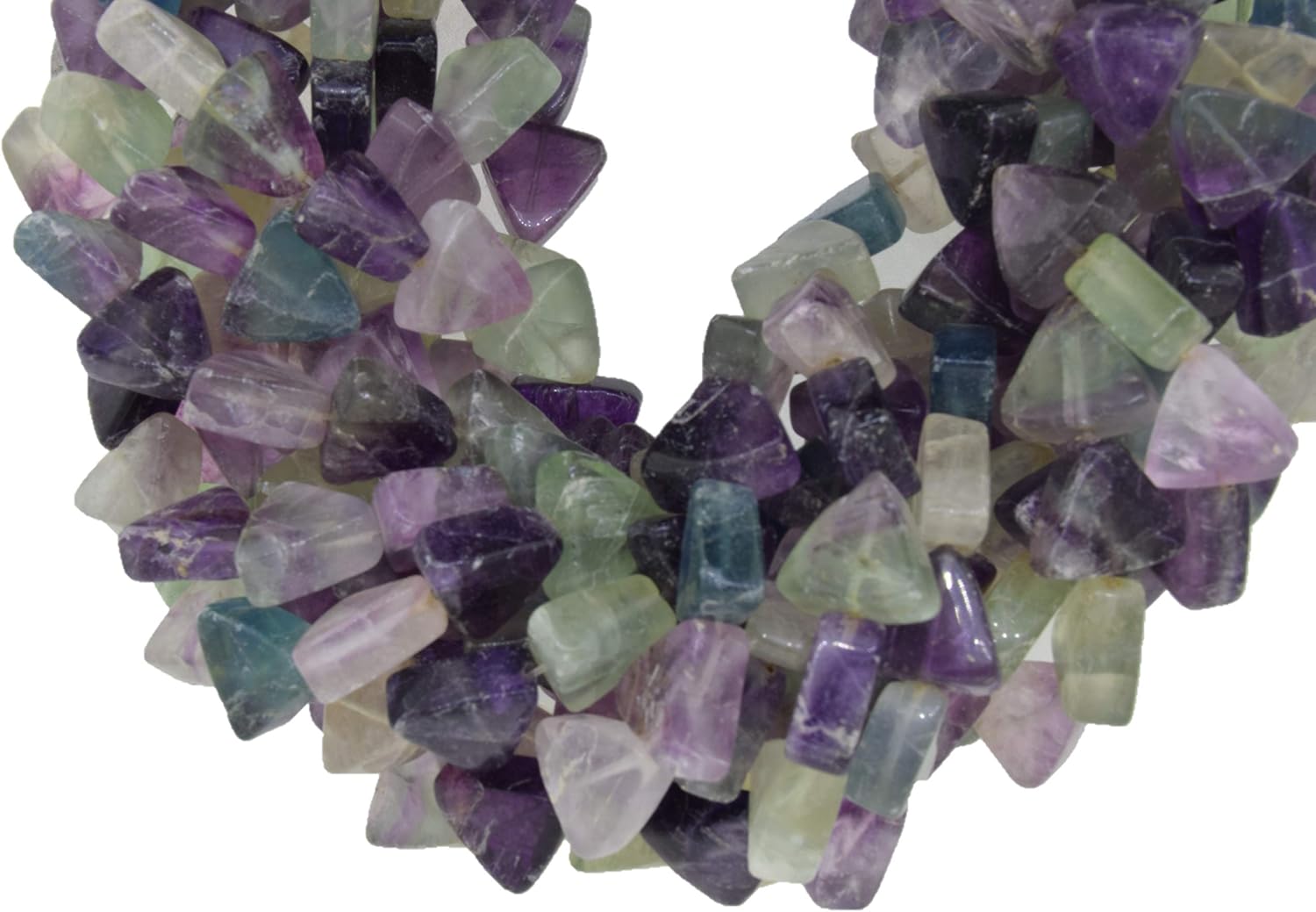 Natural Fluorite Plain Flat Triangle Shape Gemstone Beads for Jewelry Making, Jewelry Supplies, Fluorite Beads 15x15 mm Size, 1 Strand Each of 16" Length