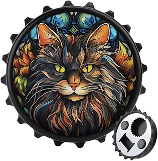 Norwegian Forest Cat Refrigerator Bottle Opener for Drink Shop Bar Minimart, Cute Cat Kitchen Coaster, Magnets Decoration for Refrigerator, Fridge Magnets Dad Gifts, Pet Owner Gifts