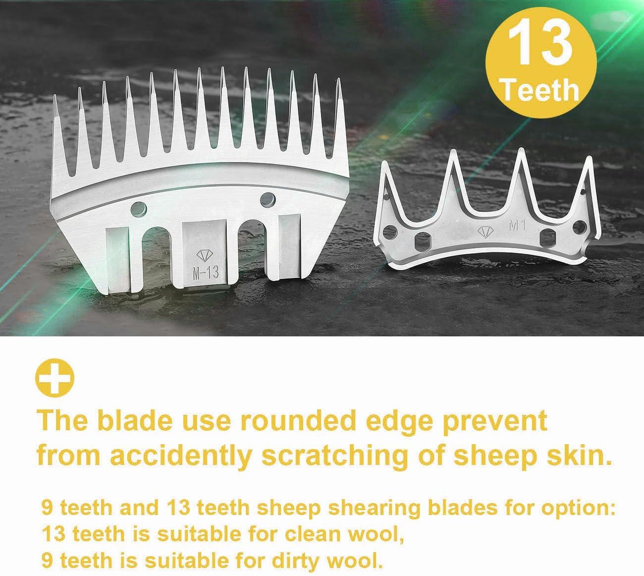 3 Set 13 Tooth Sheep Shears Replacement Blades PRO Universal Blade for All Major Brands Oster GDJOB TAKEKIT BEETRO Dragro Lister Heiniger Clippers for Sheep Alpacas Goats (13 Tooth Silver)