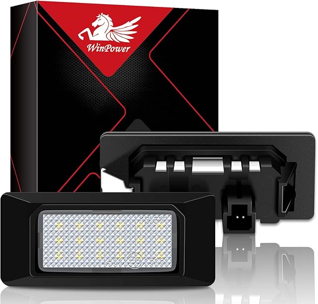 WinPower Error Free 18 SMD LED Number License Plate Light Assembly Cool White Lamps Bulb 6000K for A4 (B8) 4 door sedan, 5 door Avant, S4 (B8), A5/S5, Q5, TT/TT RS, 2 Pieces