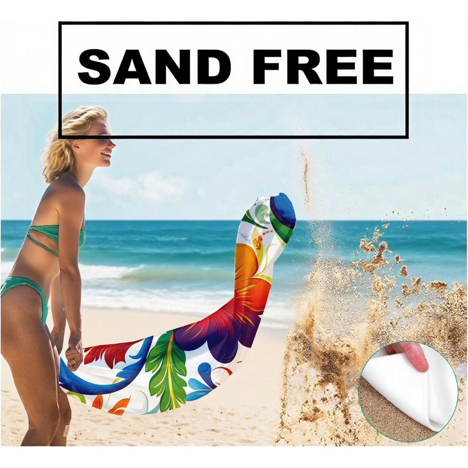 Serviette de Plage XXL 100x200 cm,Couleur Serviette Plage Microfibre avec Séchage Rapide, Anti-Sable, Absorbante Fonction Design pour Vacances Piscine Pique-Nique Voyages Yoga, Cadeau Femme Q-353