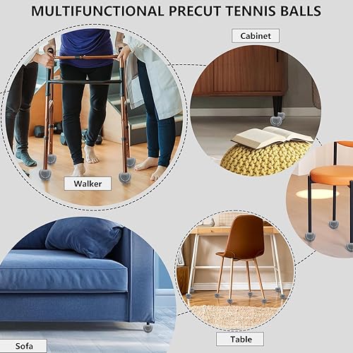 Miniatura 8 de Magicorange Paquete de 60 pelotas de tenis precortadas a granel para sillas, pelotas de tenis de 2.5 pulgadas, fundas para patas de sillas