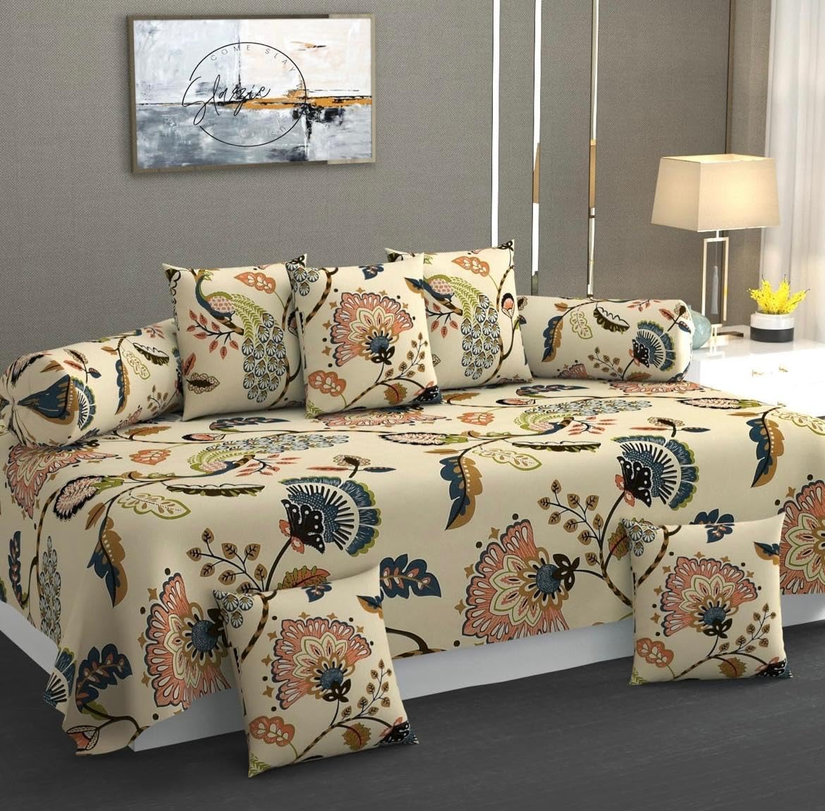 BLACK SPADE Diwan Set Covers - Brown Mor -1