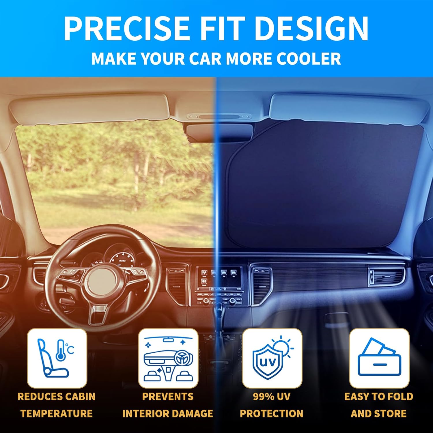 Thickened 2-Layer Front Windshield Sun Shade Compatible for Toyota Crown Sport 2024-present, Foldable Custom Fit Sunshade Blocks 99% Heat, Keeps Car Interior Cool (for Crown Sport 2024-present)