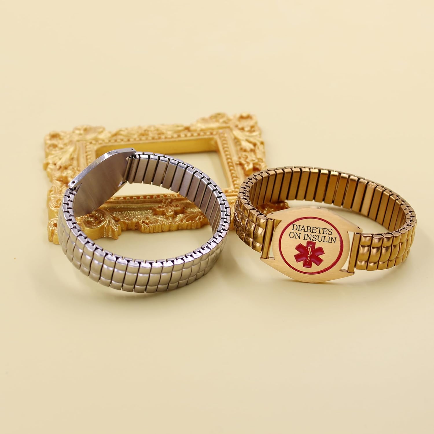 Uloveido Engraved Stretch Medical ID Bracelet for Women – Custom No Clasp Slip-On Stainless Steel Medical Alert Identity Bracelet with ICE Info Y6039 - Image 4