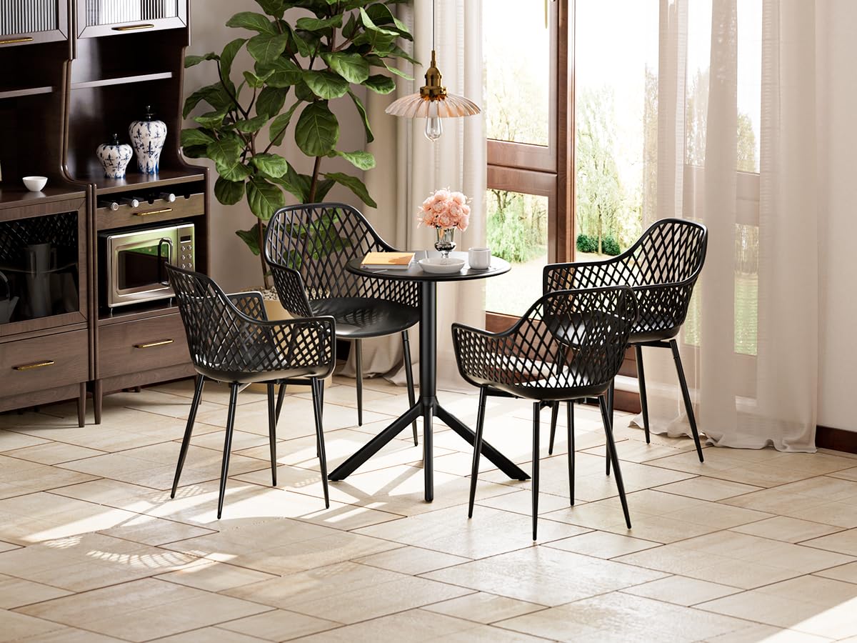 buybyroom Chaise Salle a Manger Lot de 4, Chaise Ergonomique, Chaise de Cuisine avec Accoudoir, Convient pour la Salle à Manger, Le Salon, la Cuisine et la Chambre, Noir