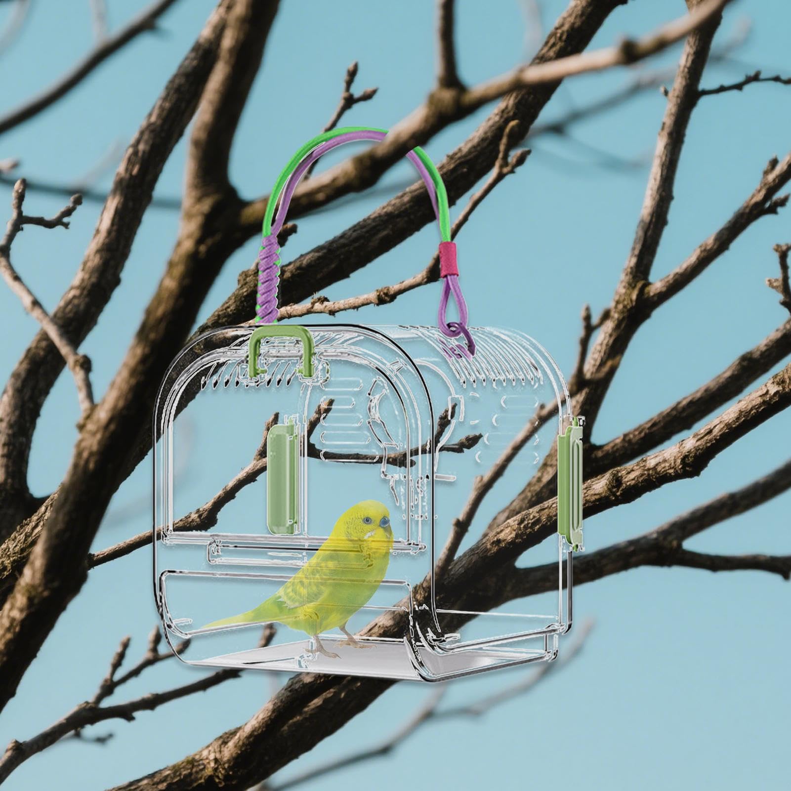 Klatka podróżna dla ptaków Przestronny odpoczynek dla zwierząt domowych | Małe papugi nosidełko podróżne przenośne ary papugi budgie Conures Cockatiels