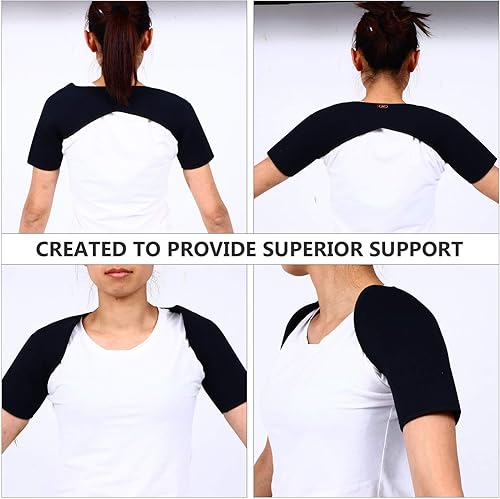 Miniatura 8 de EXCEART - Soporte de hombro doble para estabilidad, manga de compresión, espalda y hombro, para cambio de postura, jorobada, para hombres y mujeres,