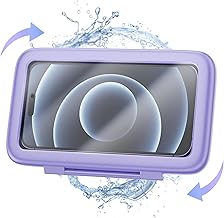 Shower Phone Holder Waterproof, 360° Rotation Shower Phone Case, Anti-Fog High Sensitivity Universal Cover Mount Stand for Bathroom Wall Mirror Bathtub Kitchen, Gift for Men Women_ (Purple)