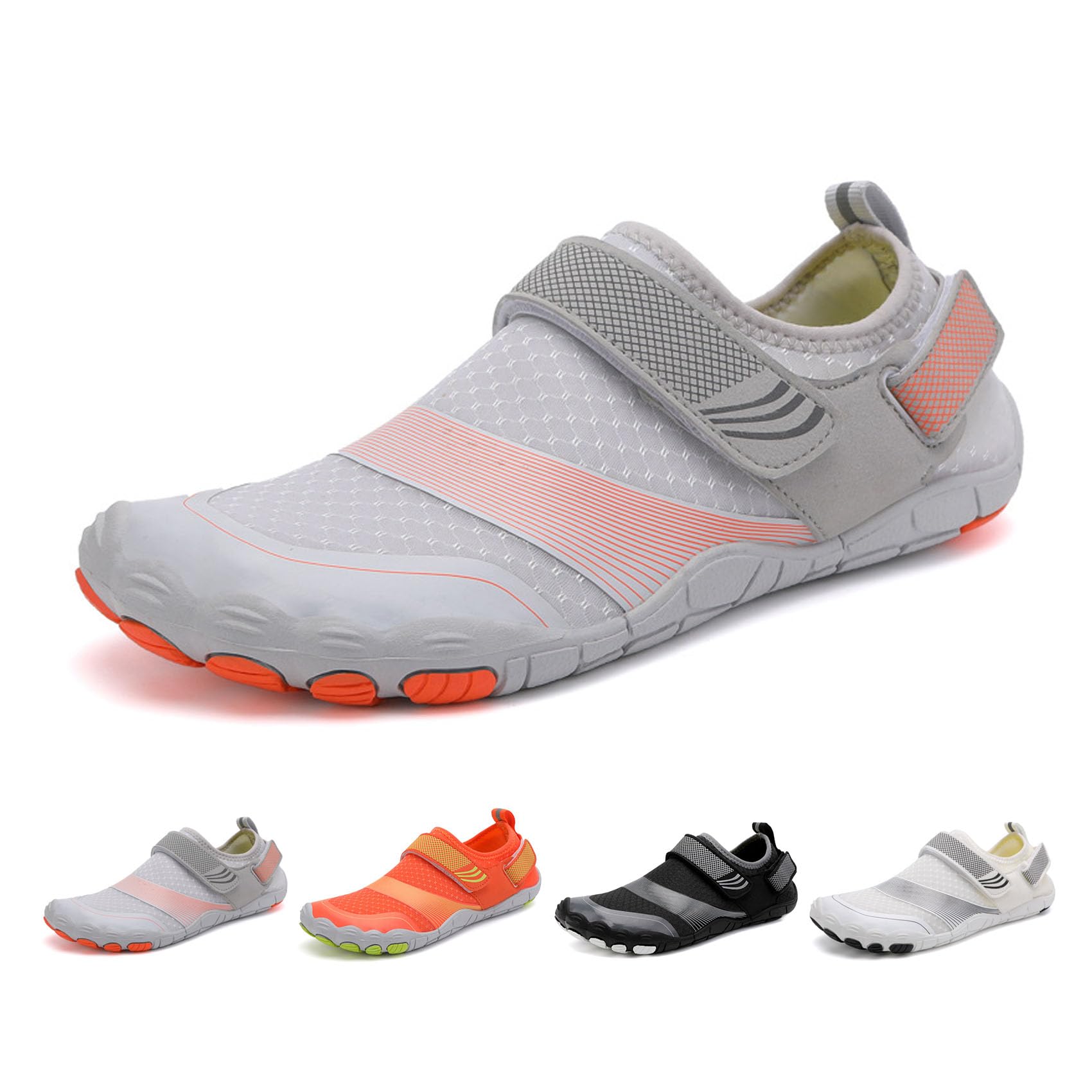 DMJHJY Hike Barefoot Shoes for Women & Men - Breathable, Non-Slip Athletic Footwear with Wide Toe Box, Perfect for Water & Hiking (Grey,47)