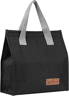 Lunch Bag Insulated, Lunch Box Bag, Reusable Lunch Tote Bag, Lunch Box Container Bag Insulated for Women, Men, Work, Office, Travel- Black
