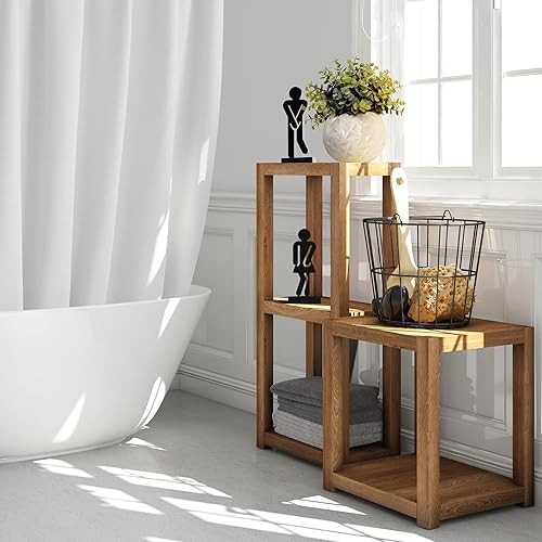 Miniatura 8 de Juego de 3 letreros decorativos de madera rústica para baño con una planta artificial en maceta