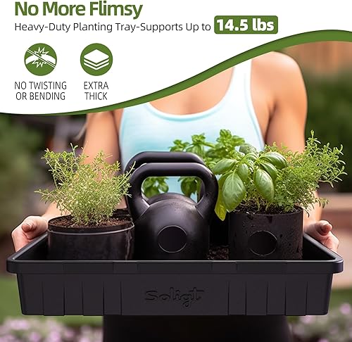 Miniatura 2 de SOLIGT Paquete de 10 bandejas de inicio de semillas extra gruesas y resistentes, bandejas de cultivo de microverdes, bandeja de germinación de