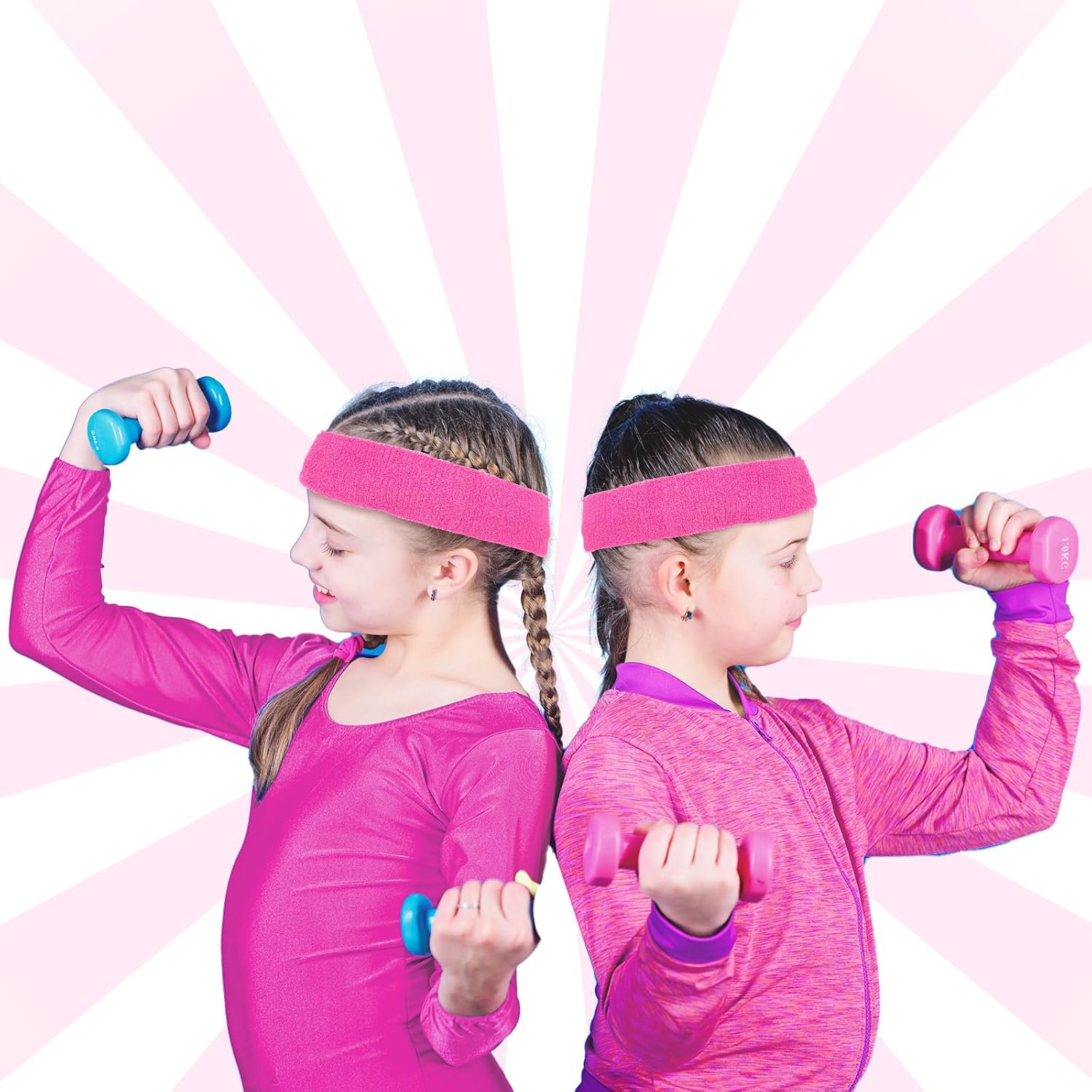 Bememo 36 Pcs Neon Sweatbands Set for Kids Adult 12 Headbands 24 Wristbands Bulk Sports Sweat Bands Athletic for Basketball Tennis Running Gym Student Gifts Glow Party