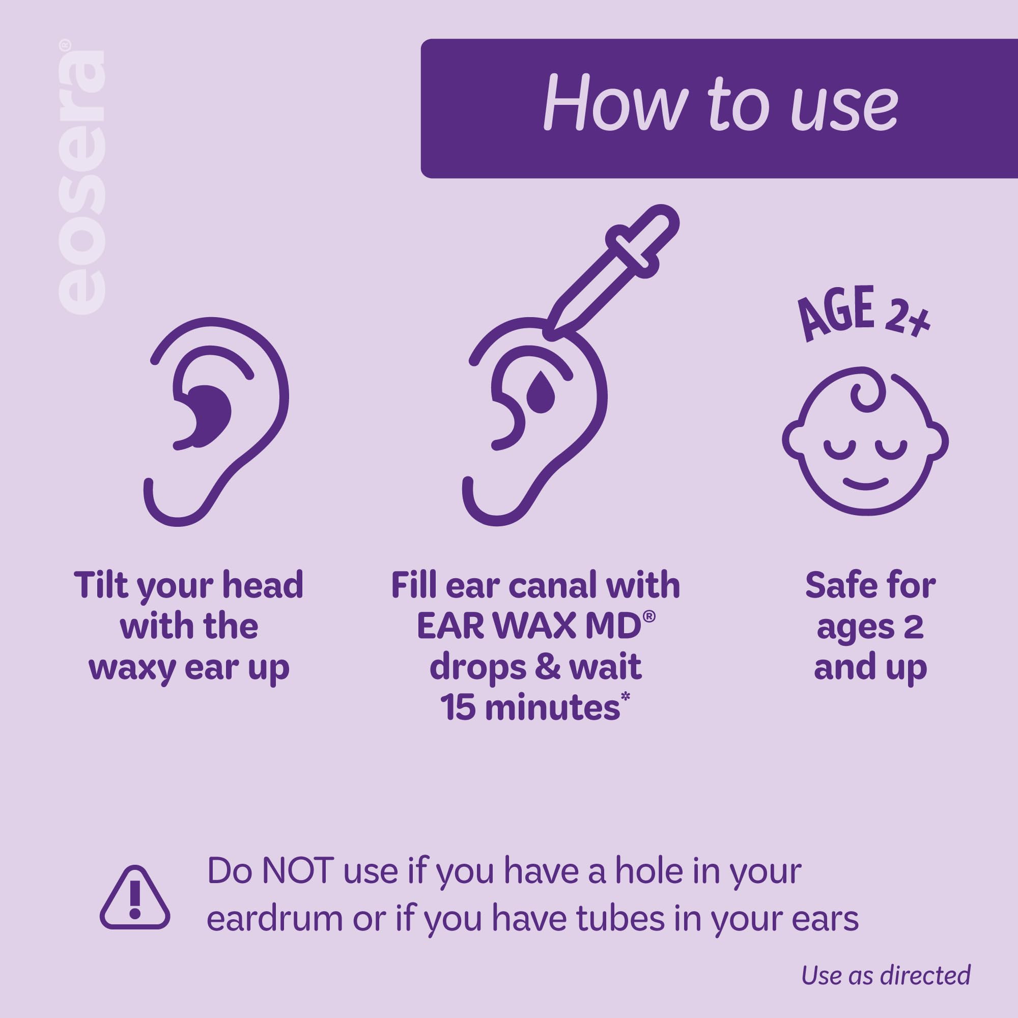 eosera® Ear Wax MD® para niños, gotas de limpieza de cera, 5 frascos de un solo uso, acción rápida, descompone y disuelve la cera en solo 1 tratamiento, clínicamente probado, suave y seguro