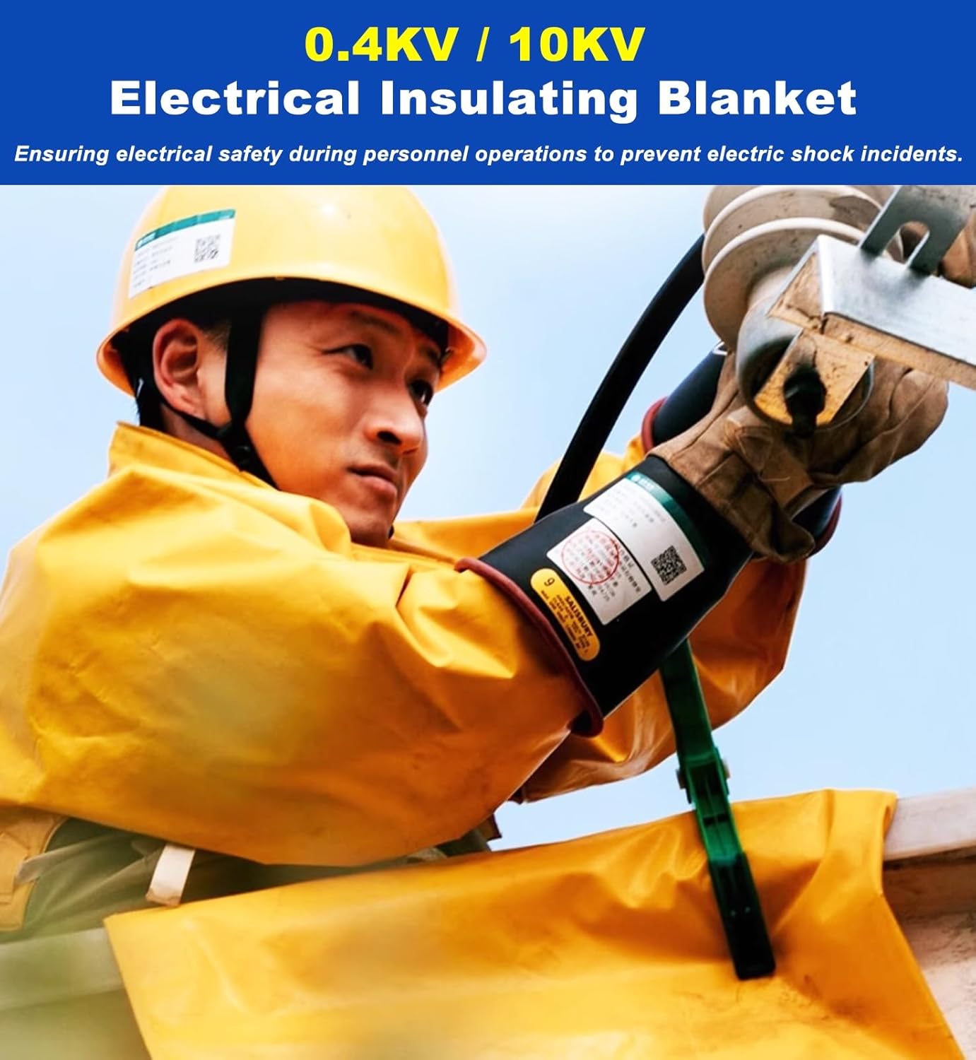 Anti Electricity Insulating Blanket Waterproof, 2 Pack Non-Conductive Insulated Blanket, Electrical Safety Tools for Transformer Exposed Wire(10kv-31 1/2" x 23 5/