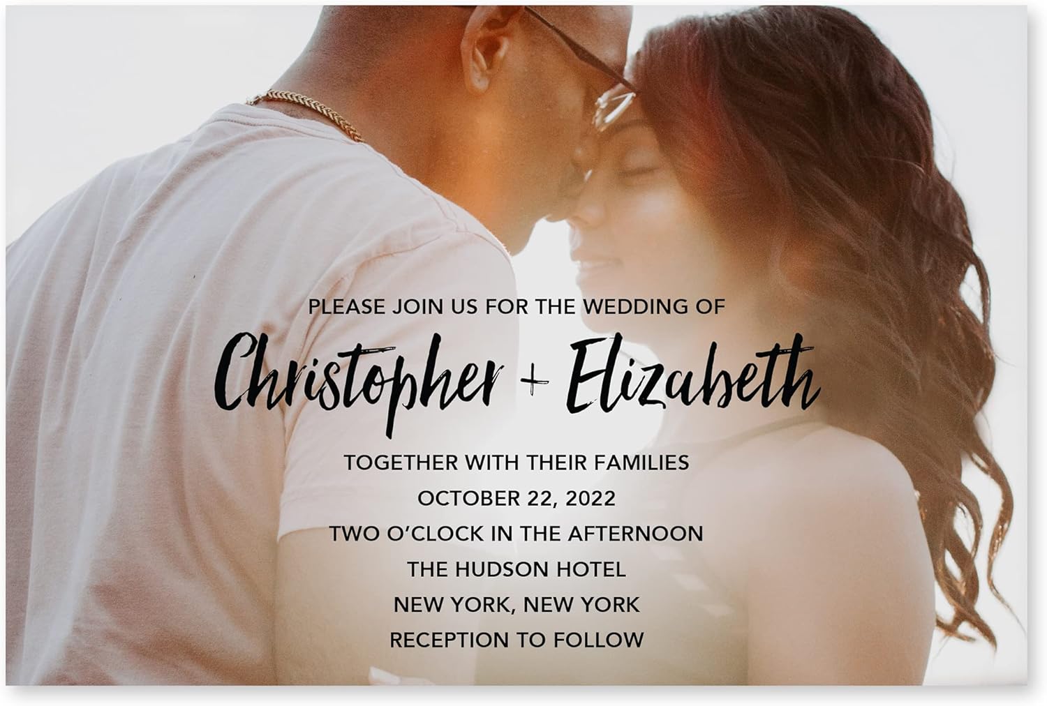 WEDDINGSTAR Custom Printed Photo Wedding Invitations - Handwritten Elegance - Horizontal (Pack of 100)