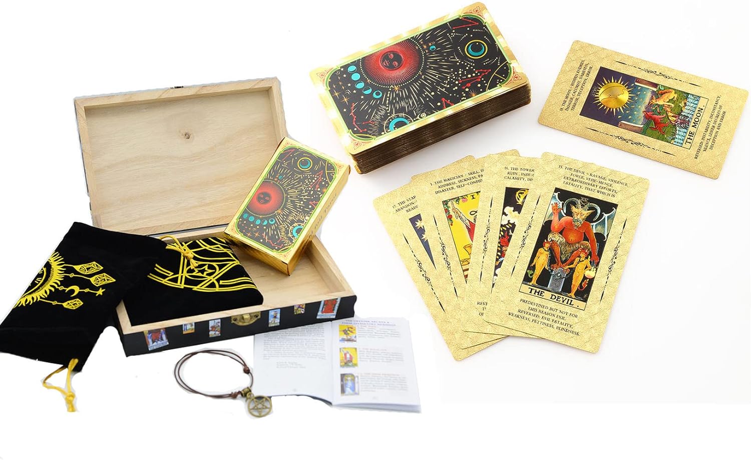 Tarot Cards Deck, Water Proof with Guidebook Divination Oracle 80 Cards, Fortune Telling Game Set for Family Reunion Beginners Expert Readers for Christmas Birthday