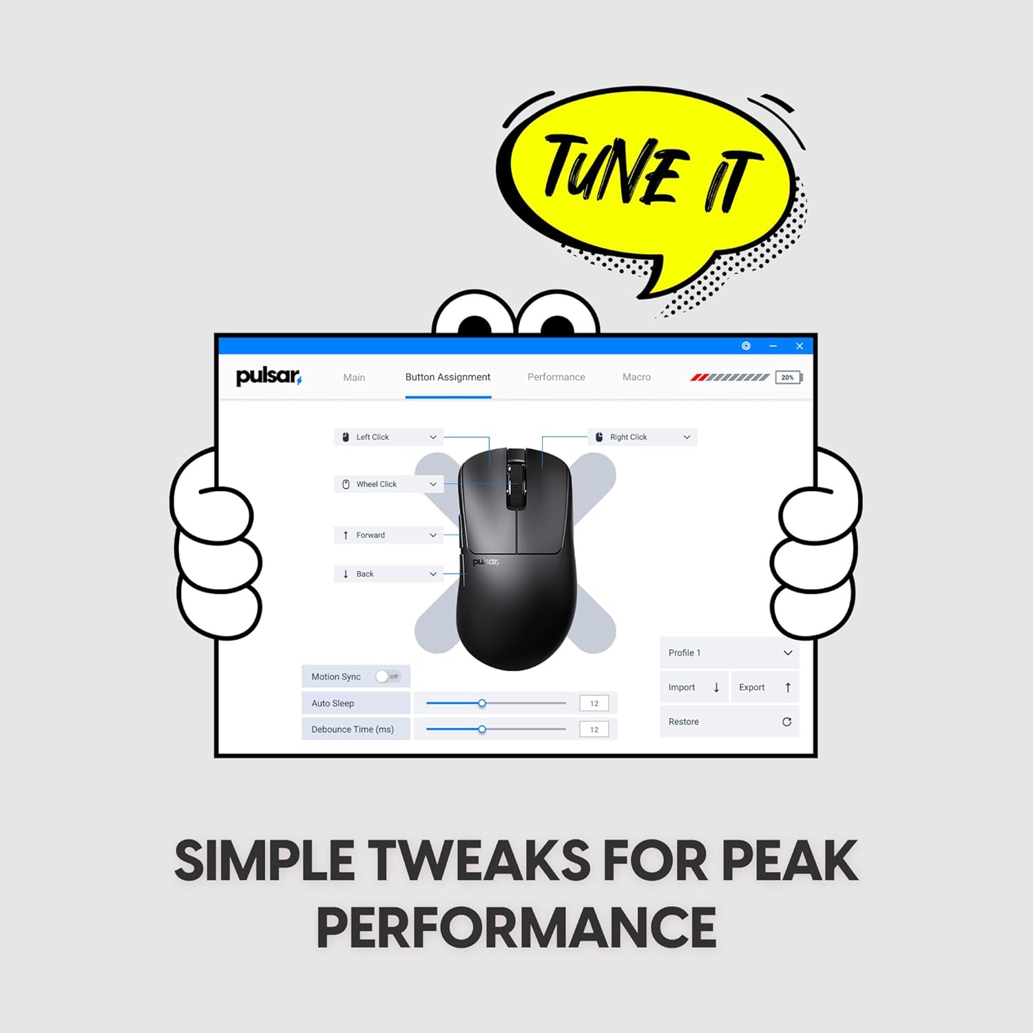 Pulsar Gaming Gears Xlite Crazylight Wireless Gaming Mouse, Ultra Lightweight 1.55 oz (44g), Optical Switch, 32000 DPI, 750 IPS, XS-1 Sensor, 8k Compatible (Medium, Jet Black)