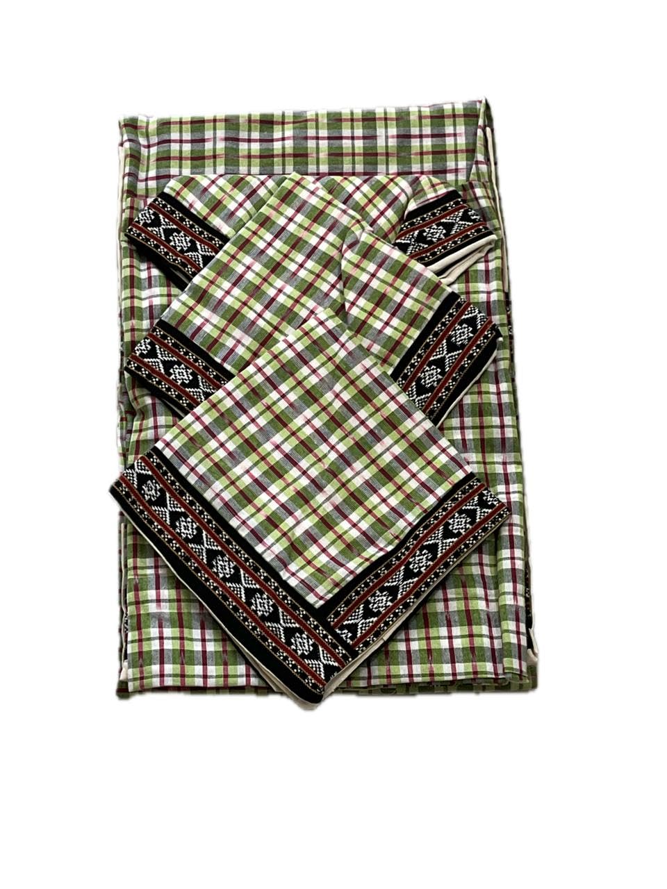 Pochampally ikkat Cotton Diwan Set with 5 Pieces - 1 Single bedsheet with 3 Cushions Covers and 2 Bolster Cover -7-picture-22