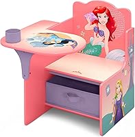 Delta Children Disney Princess Chair Desk with Storage Bin - Toddler Kids Homework Table, Ariel Belle Moana