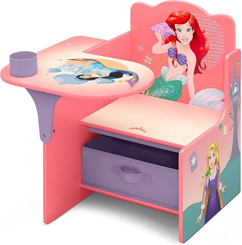 Delta Children - Escritorio con silla y compartimento de almacenamiento, diseño princesas de Disney Rosado,Disney Frozen II,Princess