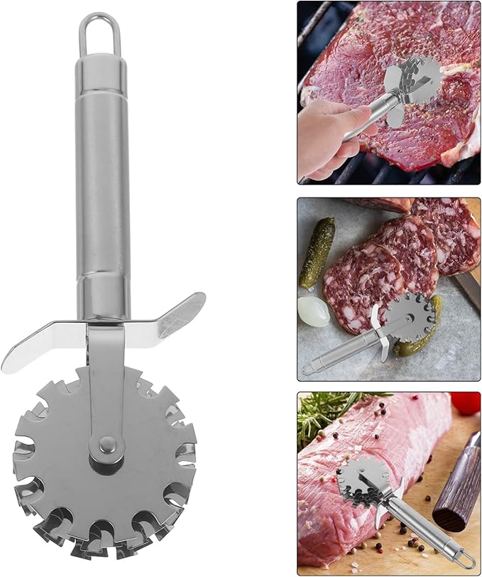 Ablandador de Carne 5 Ruedas de Acero Inoxidable STOBAZA miniatura 6
