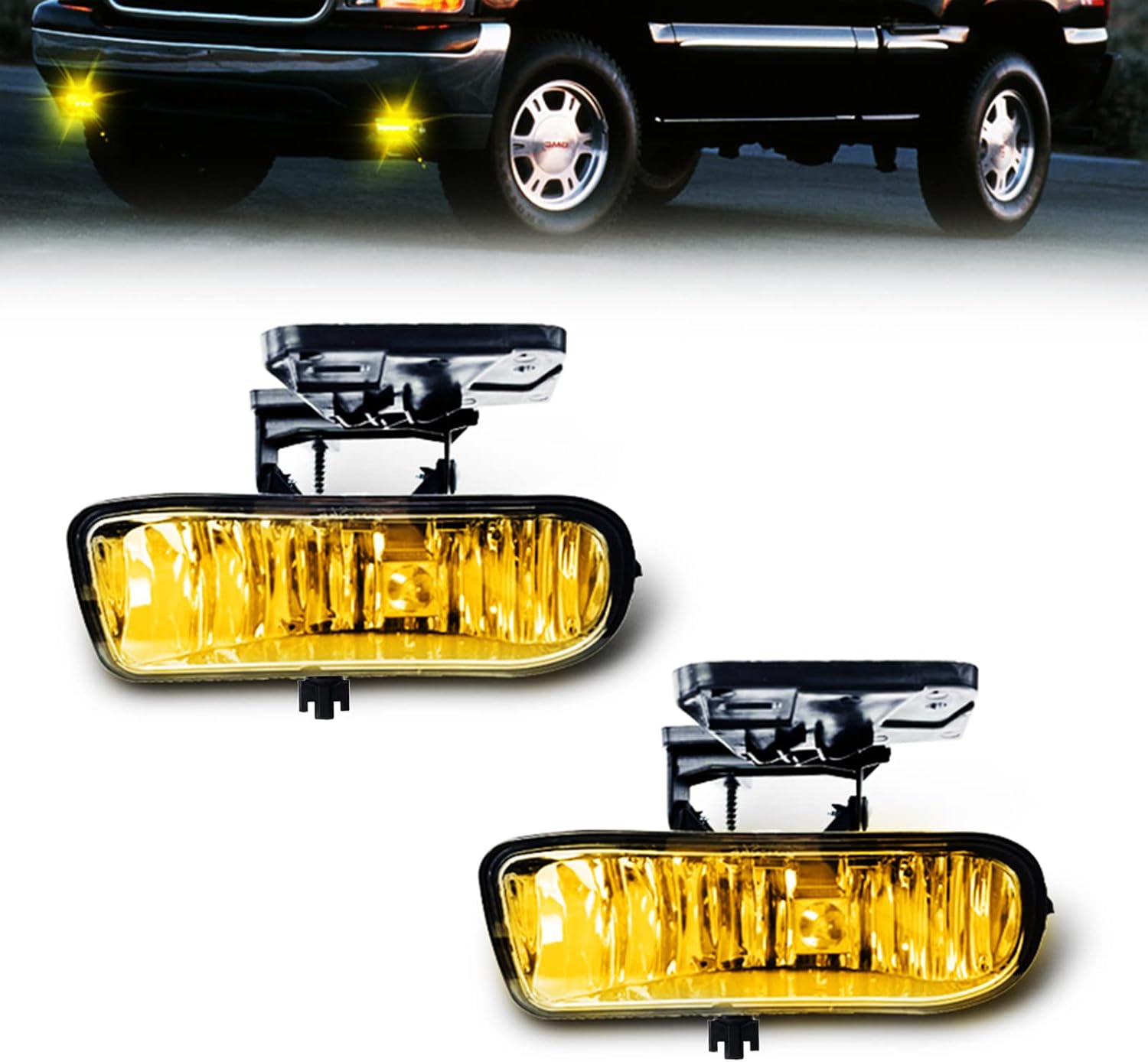 Boxlight Fog Lamp Compatible with [1999-2002 GMC Sierra] [2000 2001 2002 2003 2004 2005 2006 GMC Yukon] (Smoked)