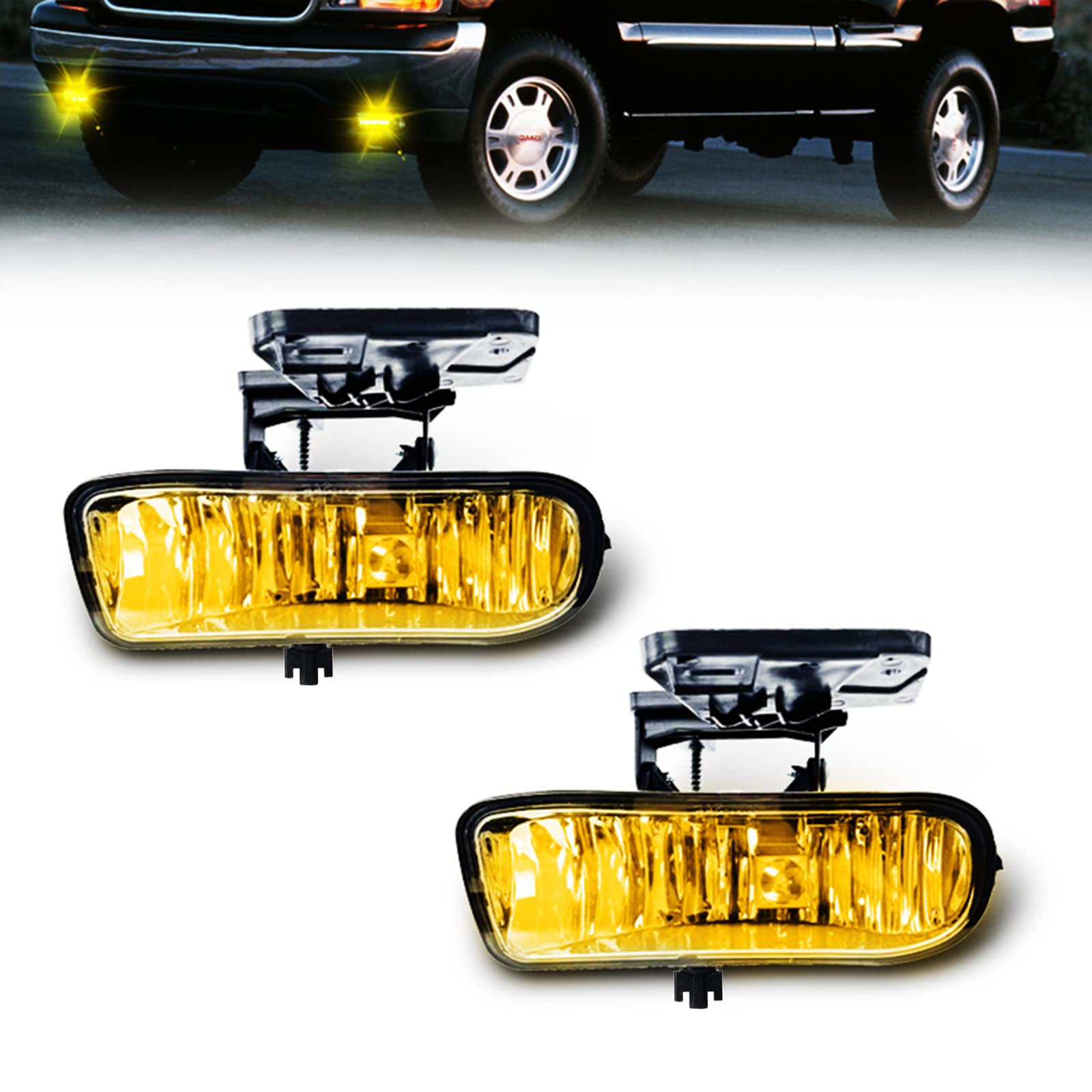 Fog Lamp Compatible with [1999-2002 GMC Sierra] [2000 2001 2002 2003 2004 2005 2006 GMC Yukon] Driving Fog Lights (Amber Lens)