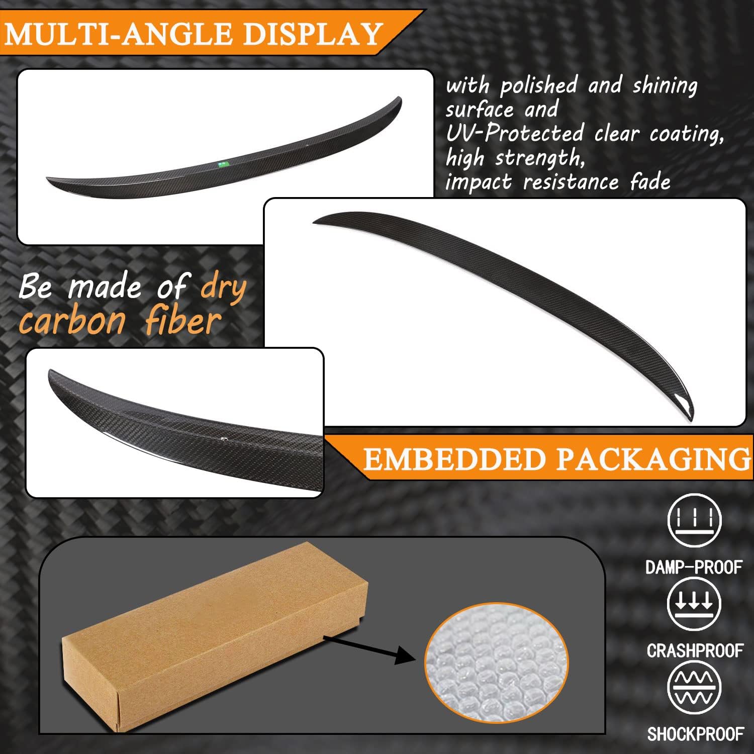 Dry Carbon Fiber Trunk Spoiler for BMW 8 Series G16 840i M850i F93 M8 Gran Coupe 4-Door 2019-2024 Rear Tail Lip Deck Boot High End Wing (Gloss Black(CF))