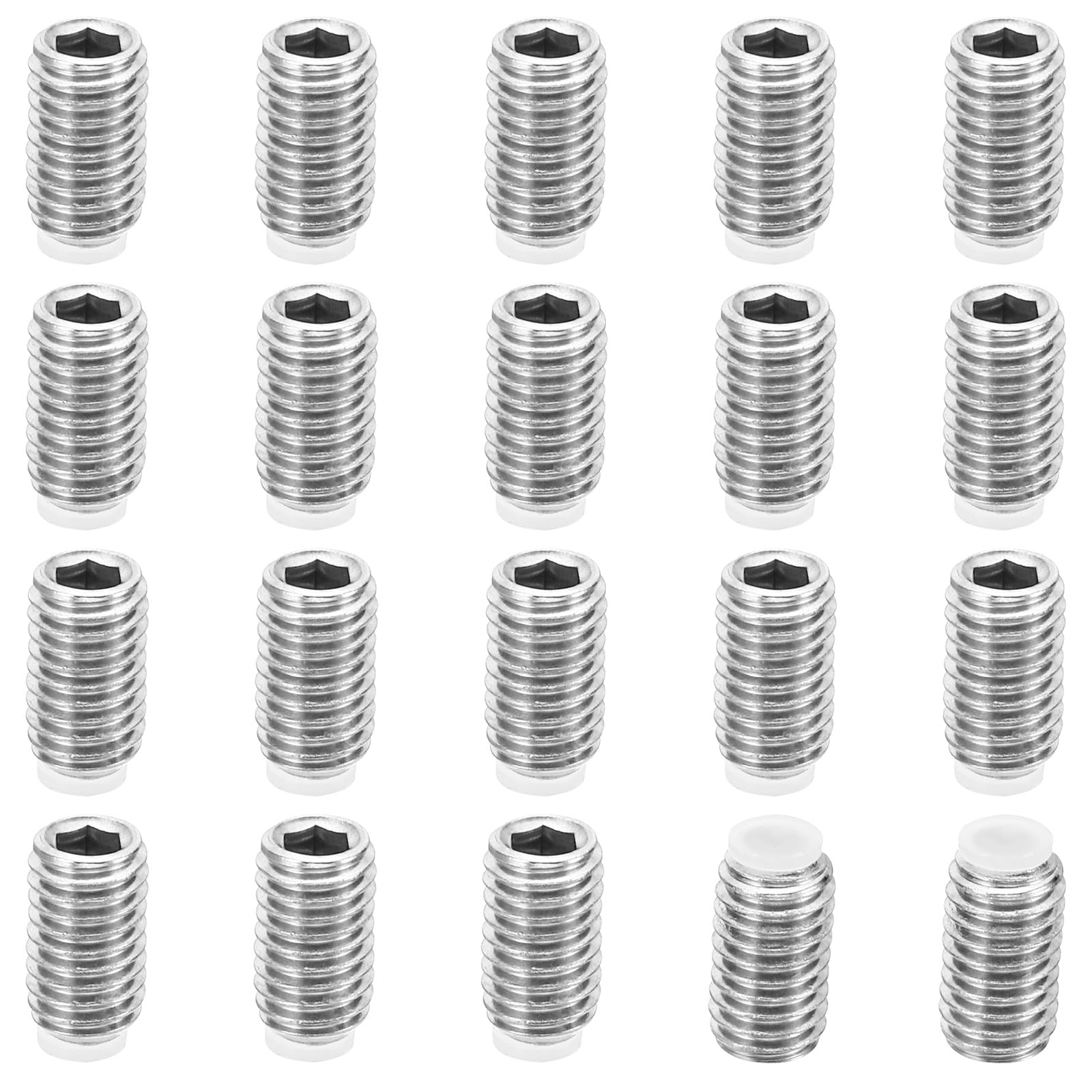PATIKIL M8x14mm Nylon Tip Grub Screw, 20 Pack Metric Hex Socket Head Cup Point Anti Slip Set Screws Internal Hex Drive Hardware, 304 Stainless Steel