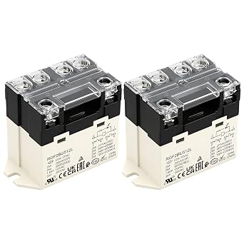 2 Pack General Purpose Relay, RGF2BU512L, 25A 12VAC Coil Voltage, 6Pin Double Pole Single Throw Normally Open Contacts, with LED Indicator Light and Protection Cover