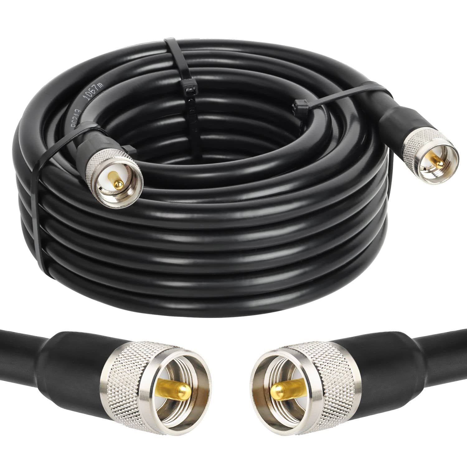 CB Coax Cable - RG213 UHF Male to Male 25FT Low Loss Cable for Ham/VHF Radio/Antenna Analyzer