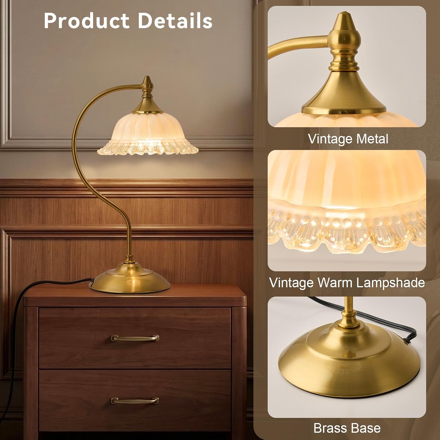 Vintage Table Lamp for Living Room Glass Flower Lamp Vintage Desk Lamp Stained Glass Beside Table Lamp