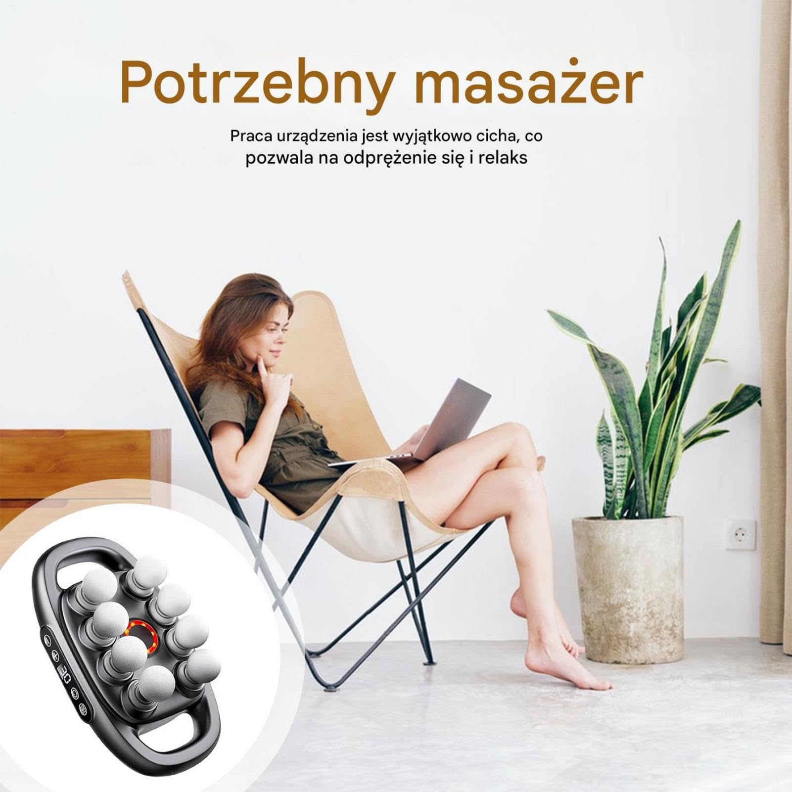 Electric Fascia Massager, Deep Tissue Percussion Massager, 7.9 inches Full Coverage Muscle Relaxation Tool, High-Intensity Vibration for Home, Dormitory Gym office