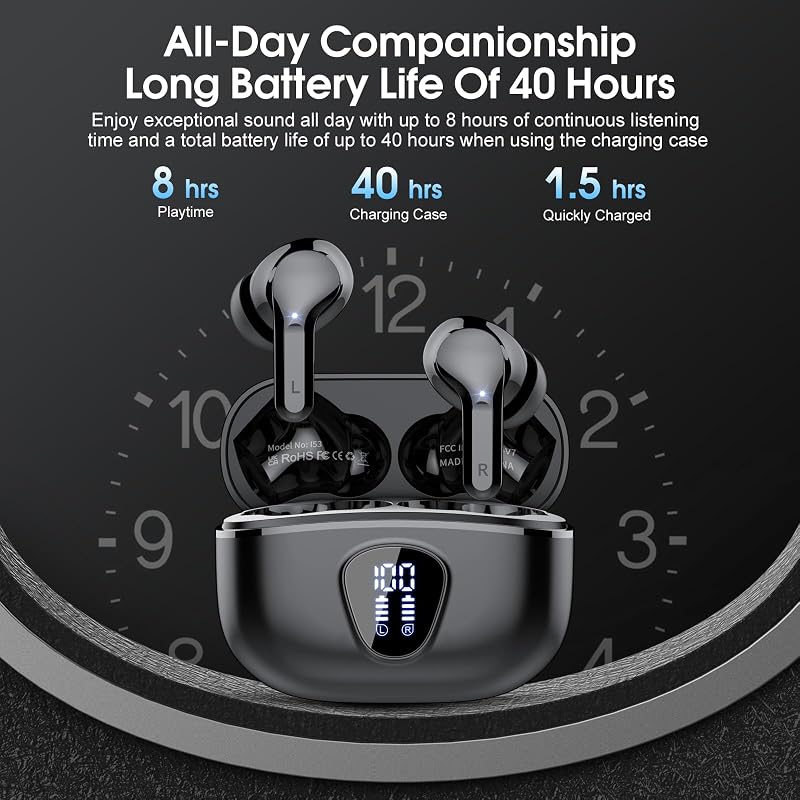 Wireless Earbuds, Bluetooth 5.4 Headphones HiFi Stereo, Bluetooth Earbuds image 5