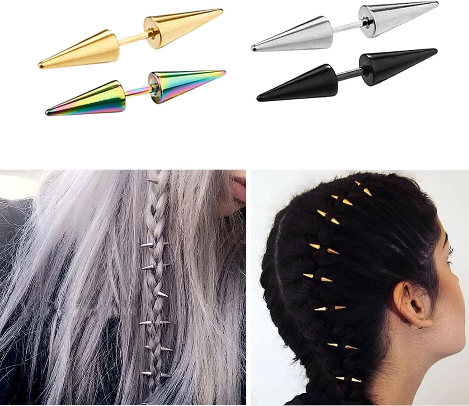 NUEAYMS 10 Pcs Punk Style Spike Cone Earrings Stainless Steel Stud Earrings Minimalist Ear Stud Body Jewelry for Women Men - Image 8