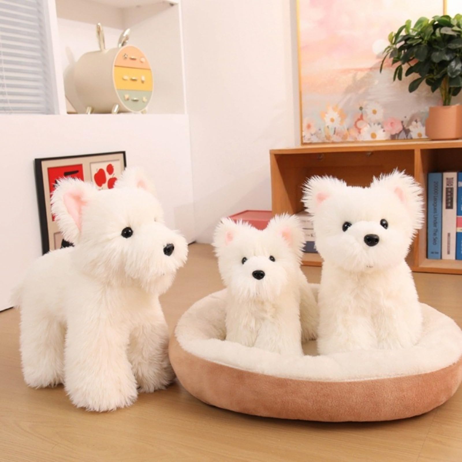 Schnauzer Plüschfigur, Realistischer Hund Plüschtier, PlüSchhund Stehend,Flauschiger Stofftier zum Spielen,Geschenk für Kinder und Hundeliebhaber (42cm,Grau)