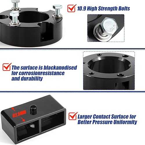Vista 28 de GAsupply Kits de elevación de nivelación delantera de 2.5 pulgadas, compatibles con Toyota Tundra Sequoia 2WD 4WD 2007-2024, espaciadores