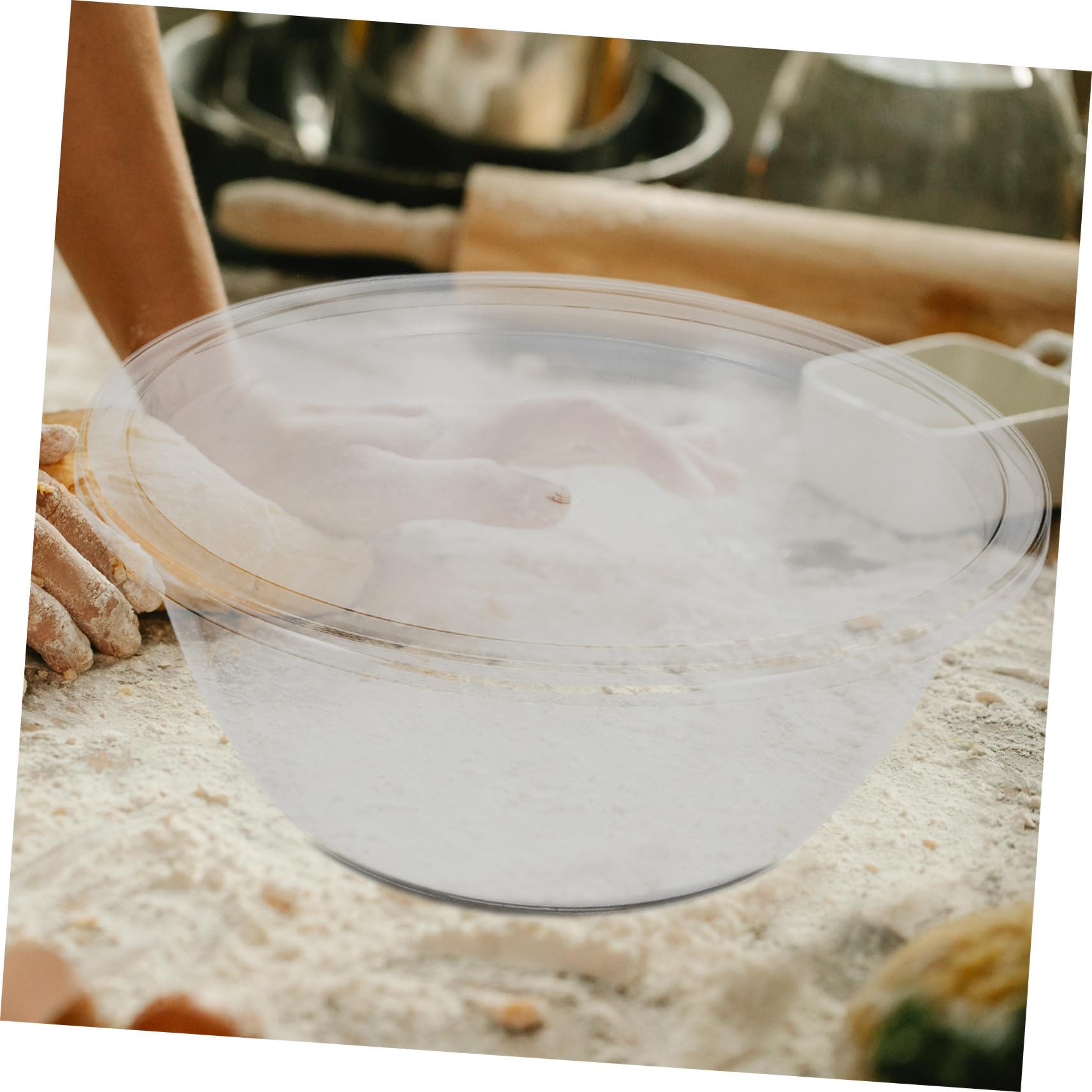 TOYANDONA Ciotola Trasparente Grande per Impasti con Coperchio, Plastica Resistente e Superficie Antiaderente per Preparare e Conservare Impasti e Insalate